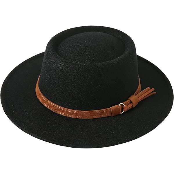 アキラ MIDDLE BRIM FLAT HAT Classic Unisex Wool Blend Fedora Hat Brim Flat Church Cap Wide